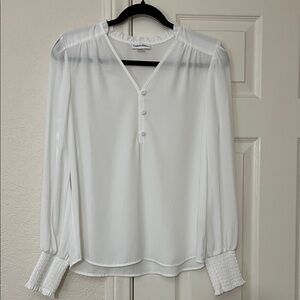 Calvin Klein Women's White Blouse with Button Accents
